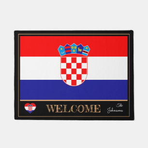 Paillasson Croatie & Croatie Drapeau du mat / sports Bienvenu
