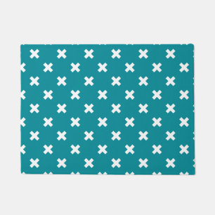 Paillasson Crochets blancs sur turquoise