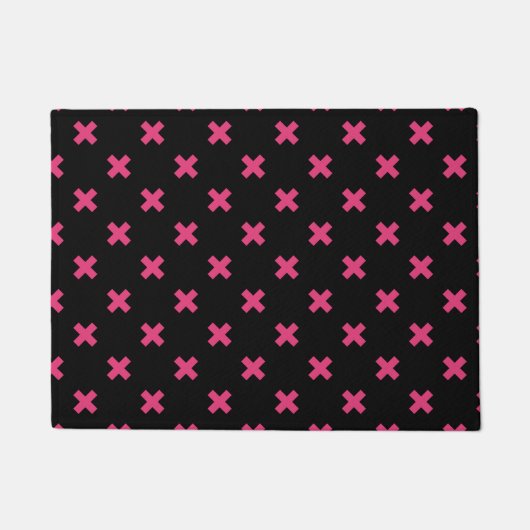 Paillasson Crochis Fuchsia sur noir (Devant)