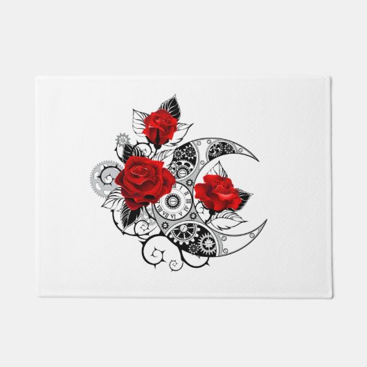 Paillasson Croissant mécanique avec roses rouges (Devant)