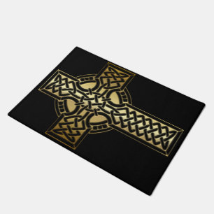 Paillasson Croix celtique de noeud dans l'or et le noir