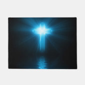 Paillasson Croix chrétienne dans la lumière bleue (Devant)