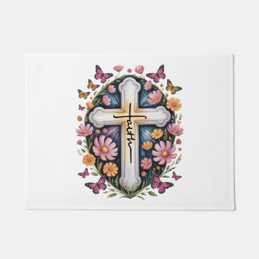 Paillasson Croix de foi florale (Devant)