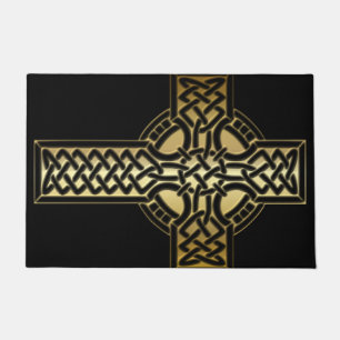 Paillasson Croix de noeud celtique en Mat d'or et de plancher
