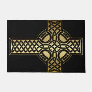 Paillasson Croix de noeud celtique en Mat d'or et de plancher