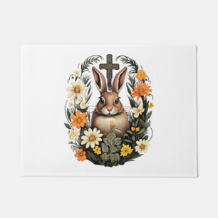 Paillasson Croix de Pâques Lapin de Pâques Rabin