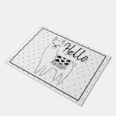 Paillasson Croquis à la mode de lama et points noirs bonjour (Incliné)