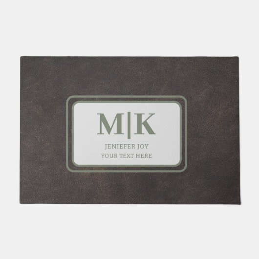 Paillasson Cuir Vert Et Brown Personnalisé (Devant)