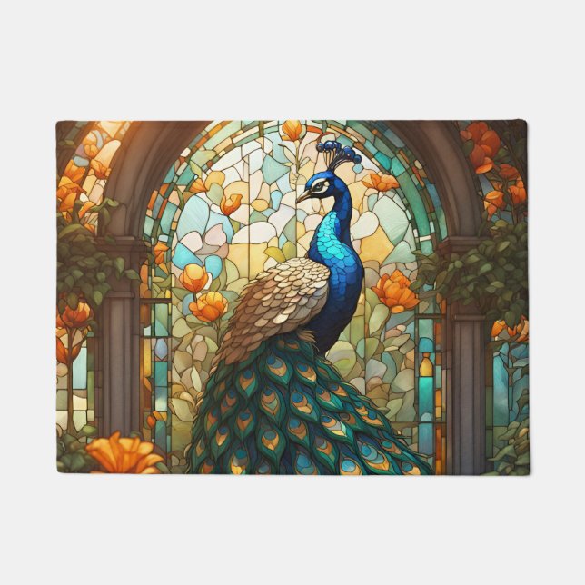Paillasson Cuisine Sol Mat Peacock Vitrail (Devant)