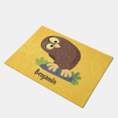 Paillasson Curieux et drôle dessin animé de chouette brune (Incliné)