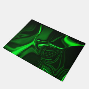Paillasson Curves and folds green nickeled on dark background