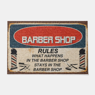 Paillasson Custom Barber Shop Rules Mat, Vintage