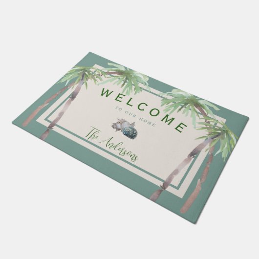 Paillasson Custom Beach House Palm Tree Tropical (Incliné)