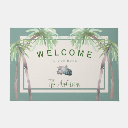 Paillasson Custom Beach House Palm Tree Tropical (Devant)