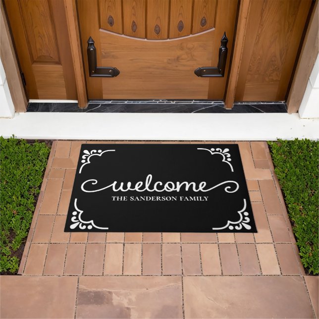 Paillasson Custom Black and White Welcome (De plein air)