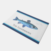 Paillasson Custom Blue Fish Modern Coastal Navy Turquoise (Incliné)