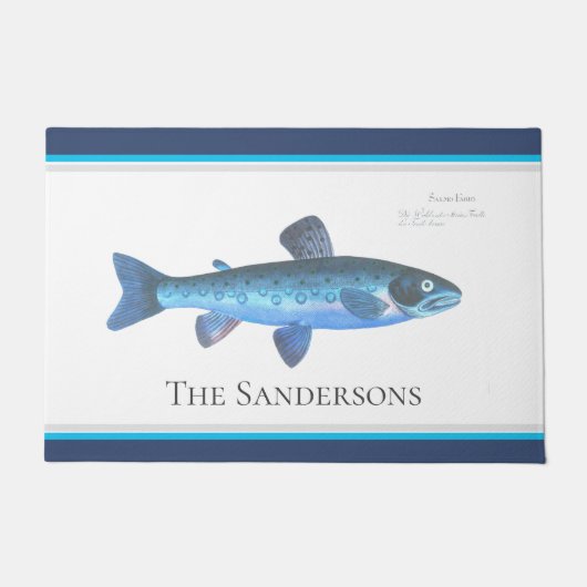 Paillasson Custom Blue Fish Modern Coastal Navy Turquoise (Devant)
