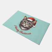 Paillasson Custom Cute Christmas Cat with Santa Hat (Incliné)