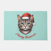 Paillasson Custom Cute Christmas Cat with Santa Hat (Devant)