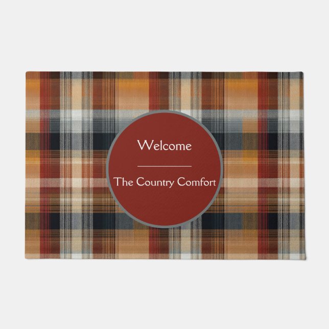 Paillasson Custom Guest Door Mat Gingham Vacation Rentals (Devant)