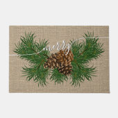 Paillasson Custom Happy Holidays Faux Jute Burlap Motif (Devant)