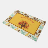 Paillasson Custom "Hello Autumn" Colorful Fall Leaves Doormat (Incliné)