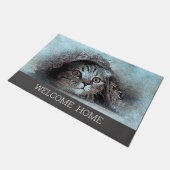 Paillasson Custom Photo cat kitty accueil accueil maison gris (Incliné)