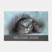 Paillasson Custom Photo cat kitty accueil accueil maison gris (Devant)
