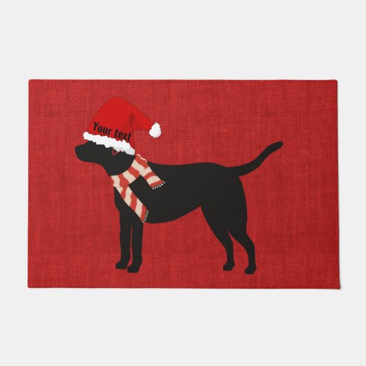 Paillasson Custom Trendy mignon chien drôle noir labrador rou (Devant)