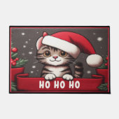 Paillasson Customisé drôle Noël Mischievous Tabby Chat (Devant)