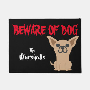 Paillasson Customisé prenez garde du chiwawa de Chiweenie de