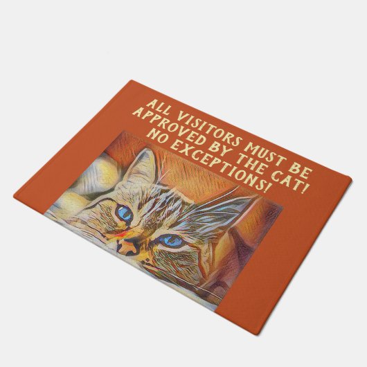 Paillasson Cute Animal Art Funny Chat Approuvé Visiteurs (Incliné)
