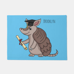Paillasson Cute armadillo avec dessin animé de la casquette d