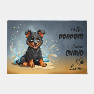 Paillasson Cute Beauceron Chiot Joyeusement Splashing dans l'