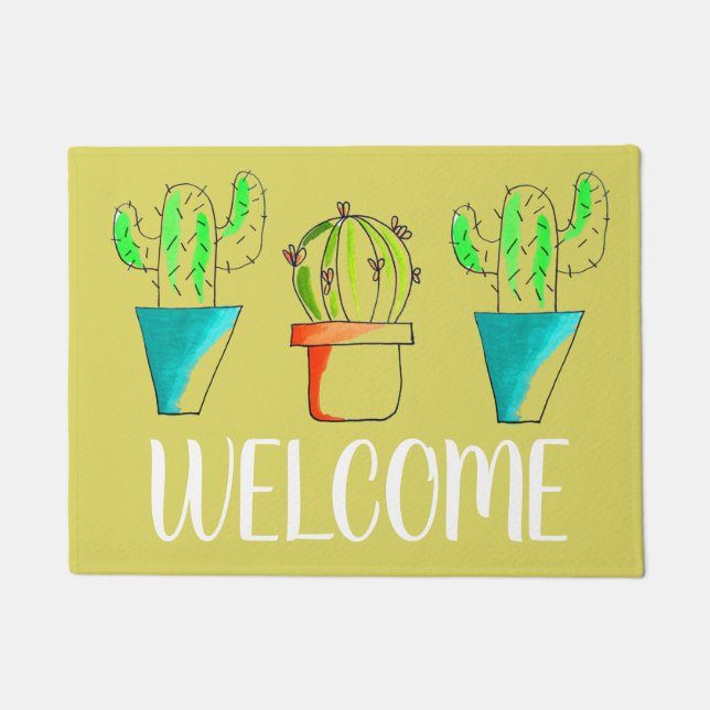 Paillasson Cute cactus thème du désert mat accueil (Devant)