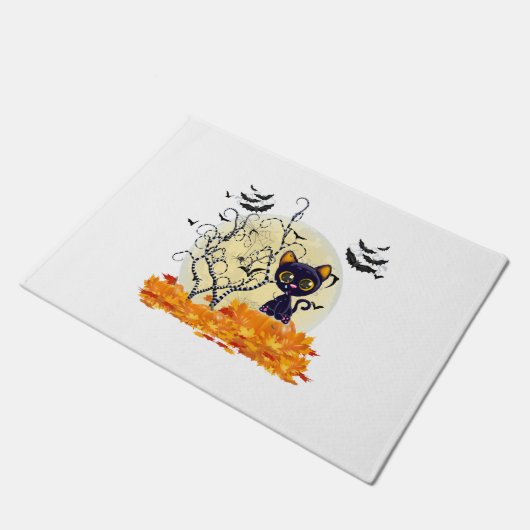 Paillasson Cute Chat en attente d'Halloween (Incliné)