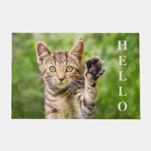 Paillasson Cute Chat Kitten Lever Paw un poteau de Beckoning