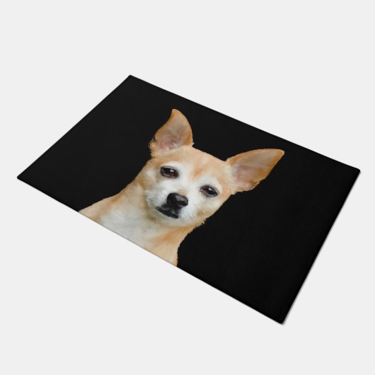 Paillasson Cute Chihuahua Chien Tan Black Art Portrait animal (Incliné)