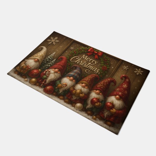 Paillasson Cute Christmas Gnomes Merry Doormat (Incliné)