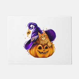 Paillasson Cute Citrouille Chat Halloween pour Kitten amoureu