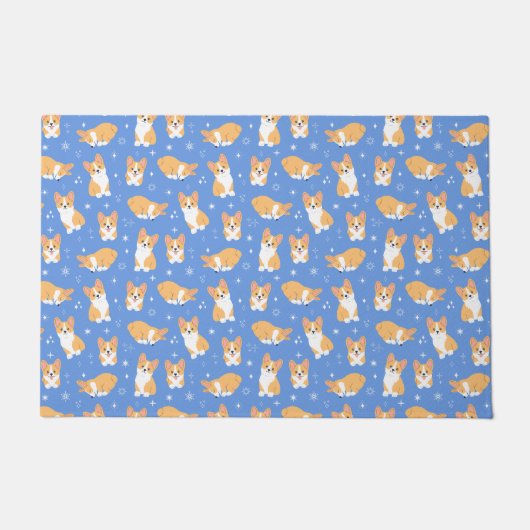 Paillasson Cute Corgi Motif bleu (Devant)
