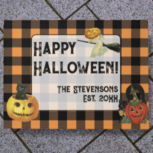 Paillasson Cute Halloween Citrouilles Nom de famille personna
