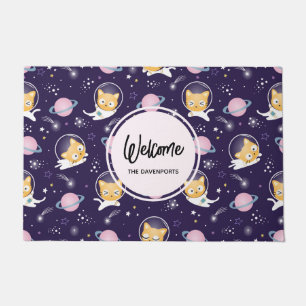 Paillasson Cute Kitty Chat Astronauts Motif Bienvenue