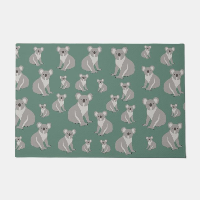 Paillasson Cute Koala Eucalyptus Motif vert (Devant)