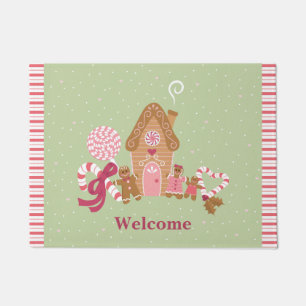 Paillasson Cute Mint Pink Gingerbread Candy Door Mat