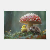 Paillasson Cute poussette et hérisson se cachant sous un cham (Devant)