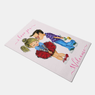 Paillasson Cute Romantic Couple Love - Valentine's Day Kiss