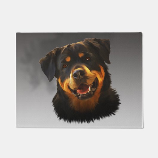 Paillasson Cute Rottweiler Dog Water Couleur Art Portrait (Devant)
