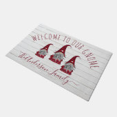 Paillasson Cute Rustic Faux Bois Gnomes de famille de Noël (Incliné)