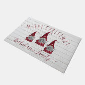 Paillasson Cute Rustic Faux Bois Gnomes de famille de Noël (Incliné)